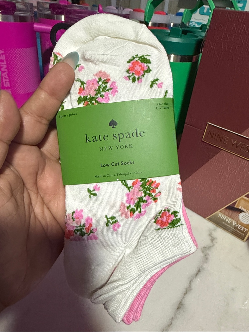 kate spade New York White Floral Low Cut Socks - NWT